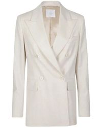 Eleventy - Giacca lunga doppiopetto in flanella stretch - Lyst