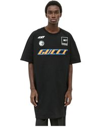 Gucci - Tops ,Zwart ,Katoen Logo Emblems T-Shirt - Lyst
