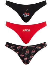 DIESEL - Ondergoed ,Zwart ,Katoen Ufpn-Punchy-Threepack String Drie-Pack - Lyst