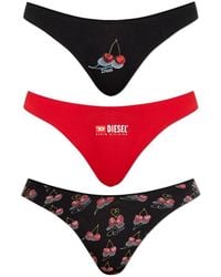 DIESEL - Ondergoed ,Zwart ,Katoen Ufpn-Punchy-Threepack String Drie-Pack - Lyst
