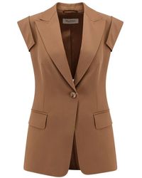 Max Mara - Jassen ,Bruin ,Wol Bergamo Single-Breasted Mouwloze Jas - Lyst