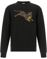 KENZO - Hoodies & Sweatvesten ,Zwart ,Katoen Jumping Tiger Sweatshirt - Lyst
