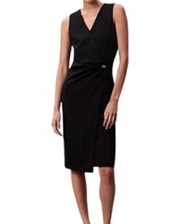 Calvin Klein - Stretch Crepe Mouwloze Jurk - Lyst