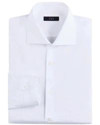 Fay - Overhemden ,Wit ,Katoen Stretch Katoen Poplin Overhemd - Lyst