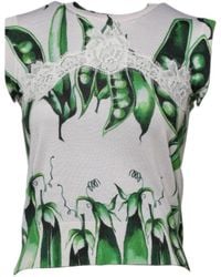 Dolce & Gabbana - White Green Pea Print Sleeveless Blouse Top - Lyst