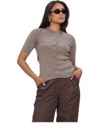 Modström - Truien & Vesten ,Bruin ,Linnen Truien Vesten Hirokimd Ss Cardigan - Lyst