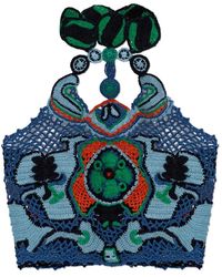 Etro - Tops ,Veelkleurig ,Katoen Katoenen Crop Top Met Bloemenpatroon - Lyst