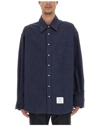 Thom Browne - Overhemden ,Blauw ,Katoen Casual Shirts - Lyst