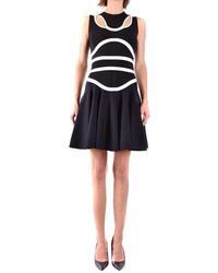 McQueen - Kleedjes ,Zwart ,Wol Gestreepte Mouwloze Jurk Voor Herfst/Winter - Lyst