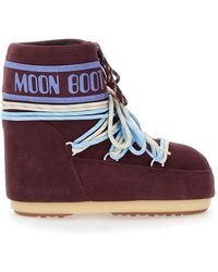 Moon Boot - Bordeaux Wildleder Iconic Low Boots - Lyst