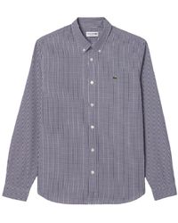 Lacoste - Overhemden ,Blauw ,Katoen Blauwe Hemden - Lyst