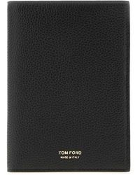 Tom Ford - Accessoires ,Zwart ,Leer Paspoorthouder Van Zacht Generfd Leer Met T Line - Lyst