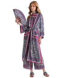 Maliparmi - Kleedjes ,Blauw ,Sunset Paisley Jurk - Lyst