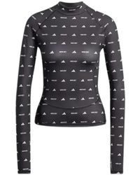 adidas - Fitness ,Zwart ,Polyester Tight Top Met Lange Mouwen - Lyst