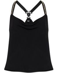 Versace - Tops ,Zwart ,Stretch Crêpe Jersey Top Met Plooitjes - Lyst