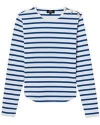 A.P.C. - Tops ,Wit ,Katoen Biologisch Katoen Breton Gestreept T-Shirt - Lyst