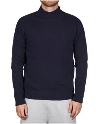 Alpha Studio - Truien & Vesten ,Blauw ,Wol Lupetto Integrale - Lyst