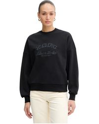 Iceberg - Hoodies & Sweatvesten ,Zwart ,Katoen Appliqué Sweatshirt - Lyst