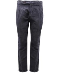 Berwich - Broeken ,Blauw ,Linnen Vintage Lyocell/Linnen Broek Met Elastische Taille - Lyst