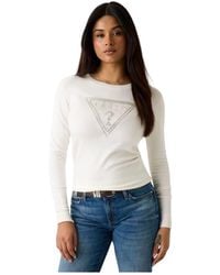Guess - Truien & Vesten ,Wit ,Katie Triangle Logo Sweater - Lyst