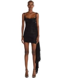 Mugler - Kleedjes ,Zwart ,Mini-Jurk Met Ruches - Lyst