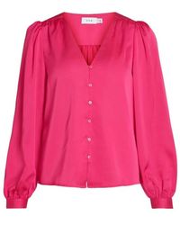 Vila - Rosa Polyester V-Ausschnitt Bluse - Lyst