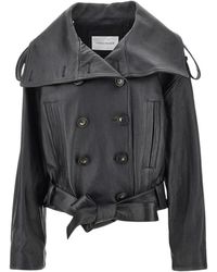 7 For All Mankind - Jassen ,Zwart ,Leer Leren Double-Breasted Jas - Lyst