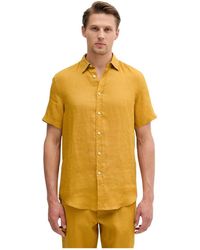 Benetton - Overhemden ,Geel ,Linnen Linnen Shirt - Lyst
