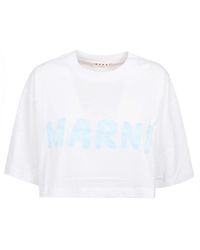 Marni - Magliette bianca in cotone - Lyst