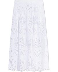 Etro - Rokken ,Wit ,Katoen Broderie Anglaise Midi Rok - Lyst