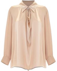 Kocca - Stijlvolle Blouse Met Kraag En Golvende Zoom - Lyst