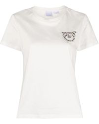 Pinko - T-shirt mit gestickten love birds - Lyst