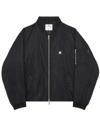 Courreges - Jassen ,Zwart ,Nylon Geborduurde Bomber Jacket - Lyst