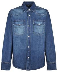 A.P.C. - Overhemden ,Blauw ,Katoen Western Shirt - Lyst