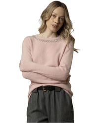Kocca - Wollpullover Mit Juwelen Rundhalsausschnitt - Lyst