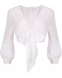Charo Ruiz - Witte Vania Blouse Met Voorknoop - Lyst