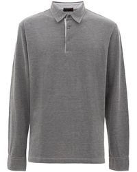 Corneliani - Tops ,Grijs ,Katoen Polo Shirt Met Lange Mouwen - Lyst