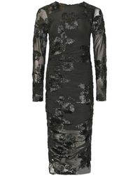 Noella - Schwarzes Blumen Midi Kleid - Lyst