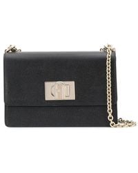 Furla - Borsa a tracolla bakare in pelle nera - Lyst