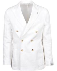Paoloni - Jassen ,Wit ,Leer Double-Breasted Blazer - Lyst