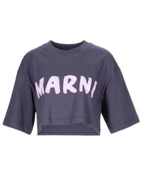 Marni - Logo print cropped t-shirt - Lyst