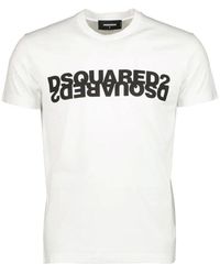 DSquared² - Weißes T-Shirt Mit Druck - Lyst
