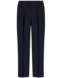 Etro - Broeken ,Blauw ,Wol Wollen Broek Met Plooien - Lyst