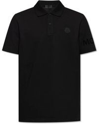 Moncler - Tops ,Zwart ,Katoen Polo Met Logopatch - Lyst
