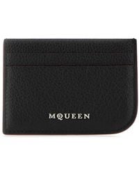 McQueen - Accessoires ,Zwart ,Stijlvolle Zwarte Leren Kaarthouder - Lyst