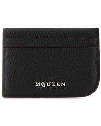 McQueen - Accessoires ,Zwart ,Stijlvolle Zwarte Leren Kaarthouder - Lyst