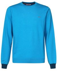Sun 68 - Blauer crewneck logo pullover lange ärmel - Lyst