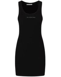 Alexander Wang - Kleedjes ,Zwart ,Racer Tank Mini Jurk Met Jacquard Logo - Lyst