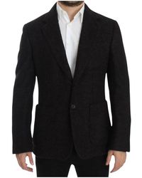 Dolce & Gabbana - Bordeaux Alpaca Twee-Knoop Blazer Jas - Lyst