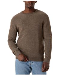 SELECTED - Truien & Vesten ,Bruin ,Bruine Gebreide Crew Neck Trui - Lyst